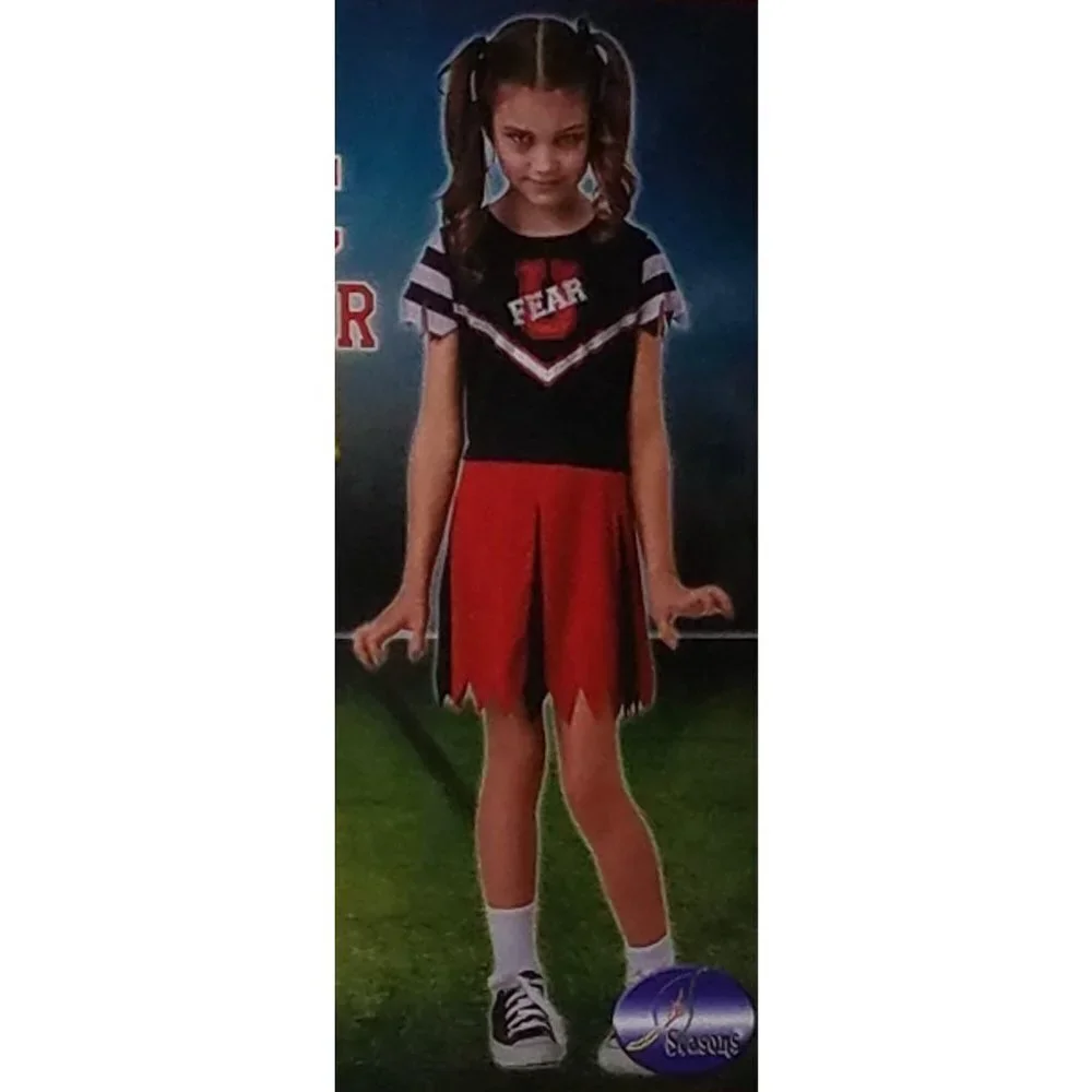 NEW Gothic Cheerleader Girls Halloween Costume Dress Small 4-6 Fear U Black Red